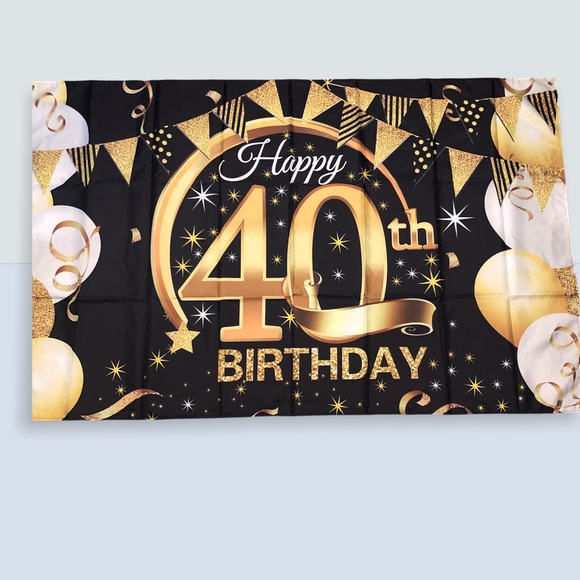 BIRTHDAY BANNER HAPPY 40TH BIRTHDAY FLAG BANNER - Picture 1 of 3